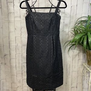 Cynthia Steffe Eyelet Lace Sundress Metallic Silver Empire Waist Spaghetti Strap